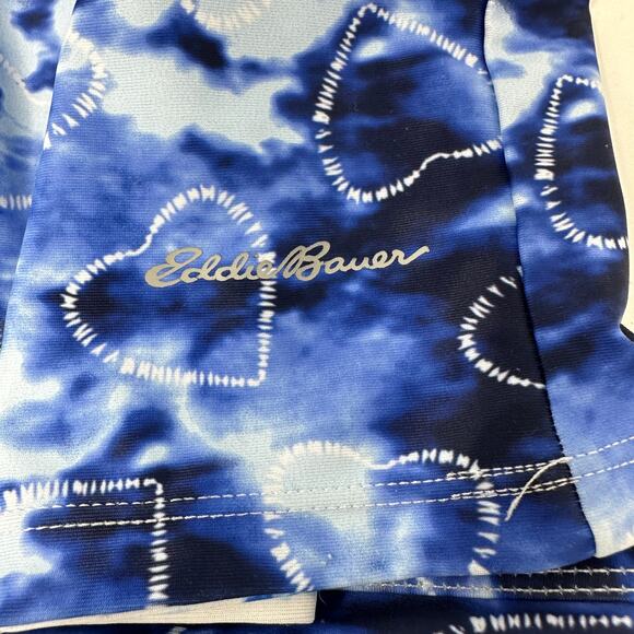 Eddie Bauer Reversible 2 Piece Tankini Swimsuit Girls S 7-8 Blue White Tie Dye - Picture 3 of 6